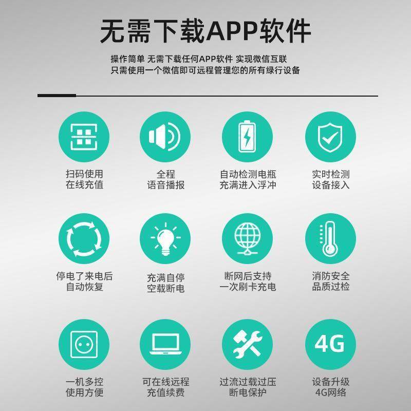 绿10路智能小区出租房电瓶车电动刷车器投币VLC行扫码卡充电桩充