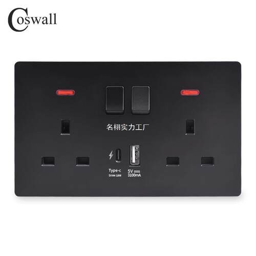 14PC英标美式13A带开关插 欧标多功XTO能五孔e带Typ座-6C快充插座