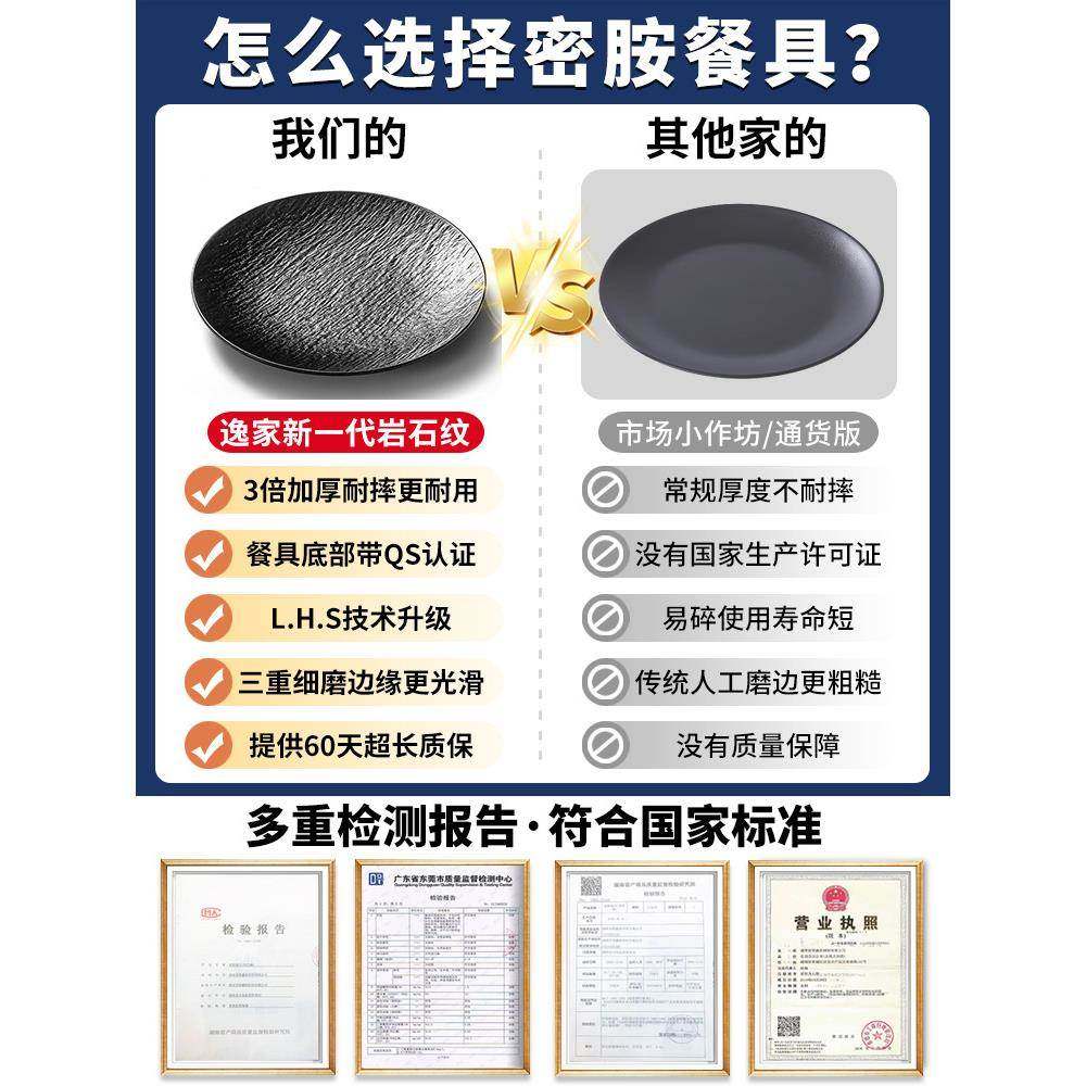 仿瓷店密胺牛肉排盘菜子西餐NMA黑色圆盘酒火锅餐盘盘商用烧烤烤