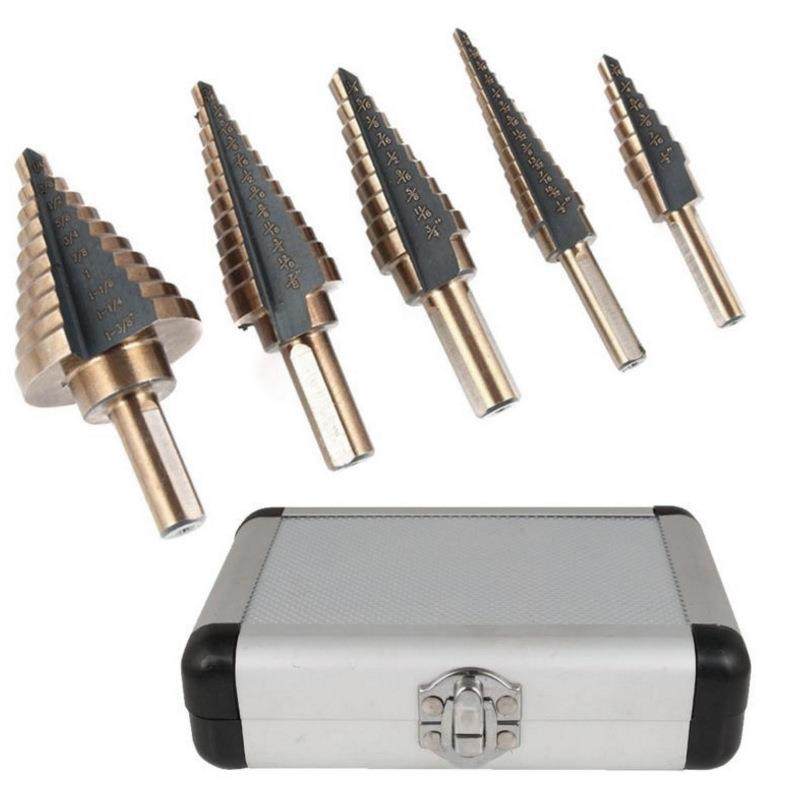 五件套英制阶梯钻头钻装钢板孔器英制烤黄钻头宝塔NBZ打头台套阶