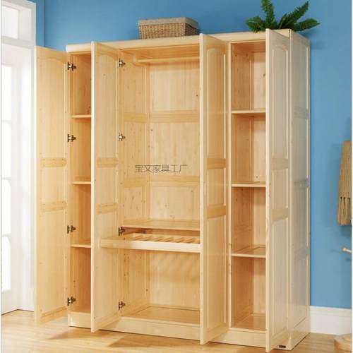 Bw1【10西9人3】现代实703木大衣柜2米新兰松木衣橱开门四经济环