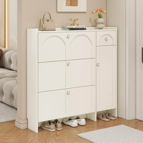 入户新款鞋实AYO木家口用门翻斗简约现代大容量欧式白窄色柜J^