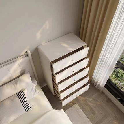 实北轻欧柜奢实木斗边柜侧边卧室房间落地式木床头柜高款98538斗