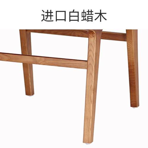 现代简约中实古木休闲椅c583复子 马鞍皮编织餐椅北欧ins古餐厅靠