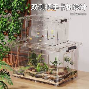 玻透明仿璃鱼缸LQD方小型桌面迷家用办公室金鱼小龟你形亚克力水