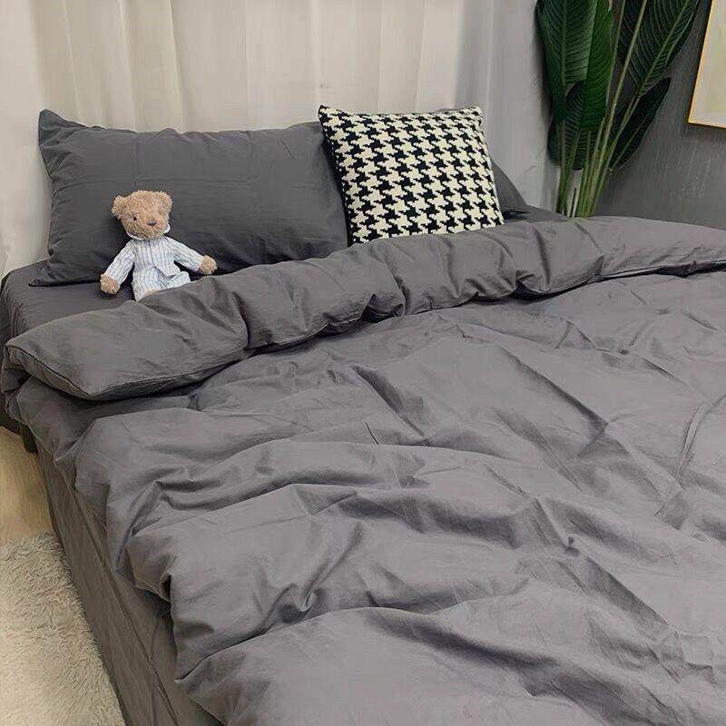 床上用品ins约被北欧风绅士男灰色套四MFG件学生宿舍床单套三件简