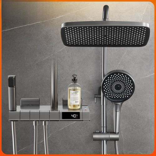 淋卫浴花洒套装家用生间枪淋浴器浴灰室数显恒温雨花JRI洒淋喷头