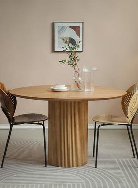 新款设计餐师圆形桌小简约qp231006户型民宿多人圆中桌子古风实木