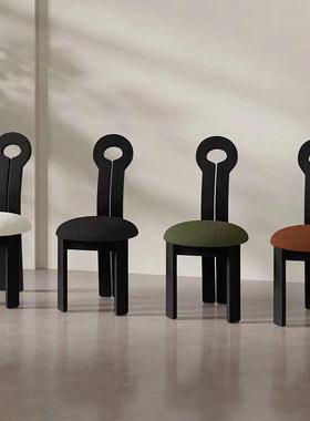 法式LN/THDB-复古实木餐椅靠中古风家用设计师化妆椅背子椅欧简约