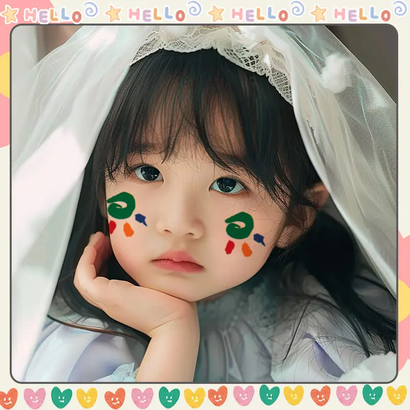 彩色卡通少儿可爱彩绘图案纹身贴女防水持久手臂脸部妆容多巴胺