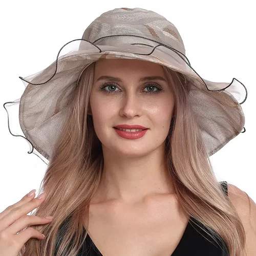 2020夏季帽子女士户外遮阳帽防紫外线春夏沙滩帽欧根纱大沿网纱帽