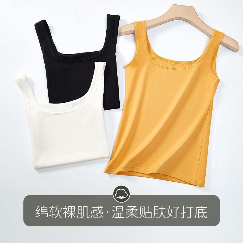 纯棉长款背心吊带女纯棉夏内搭打底修身袖外穿夏天薄款透气汗衫
