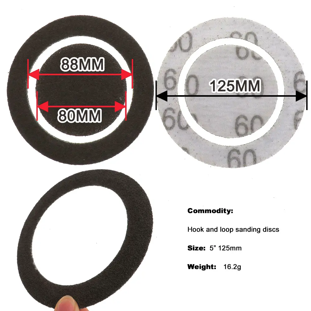 货源 5寸125mm圆盘植绒砂纸适用rowell rk4245k机器砂纸