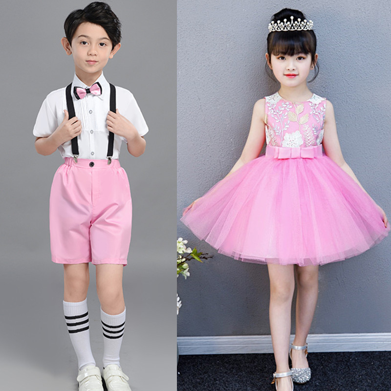 六一儿童演出服女童公主裙幼儿园跳舞蓬蓬裙粉色亮片纱裙舞蹈服装