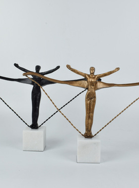 售楼处酒店大堂大理石摆件玄关样板房间桌面抽象人物雕塑装饰摆台