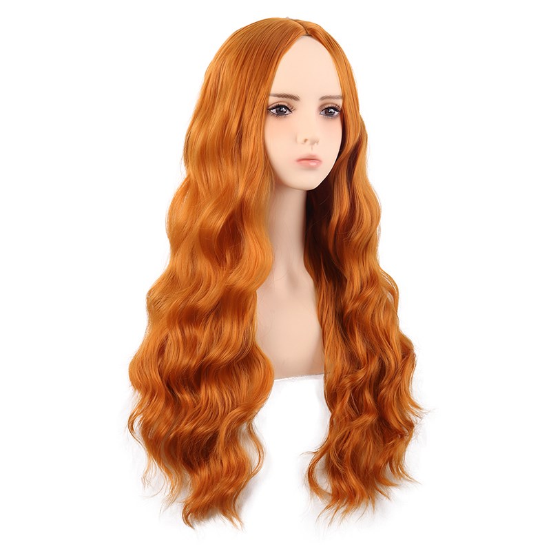 潼漫 cos假发女长发动漫高温丝水波纹羊毛卷长卷发金橙色中分头套