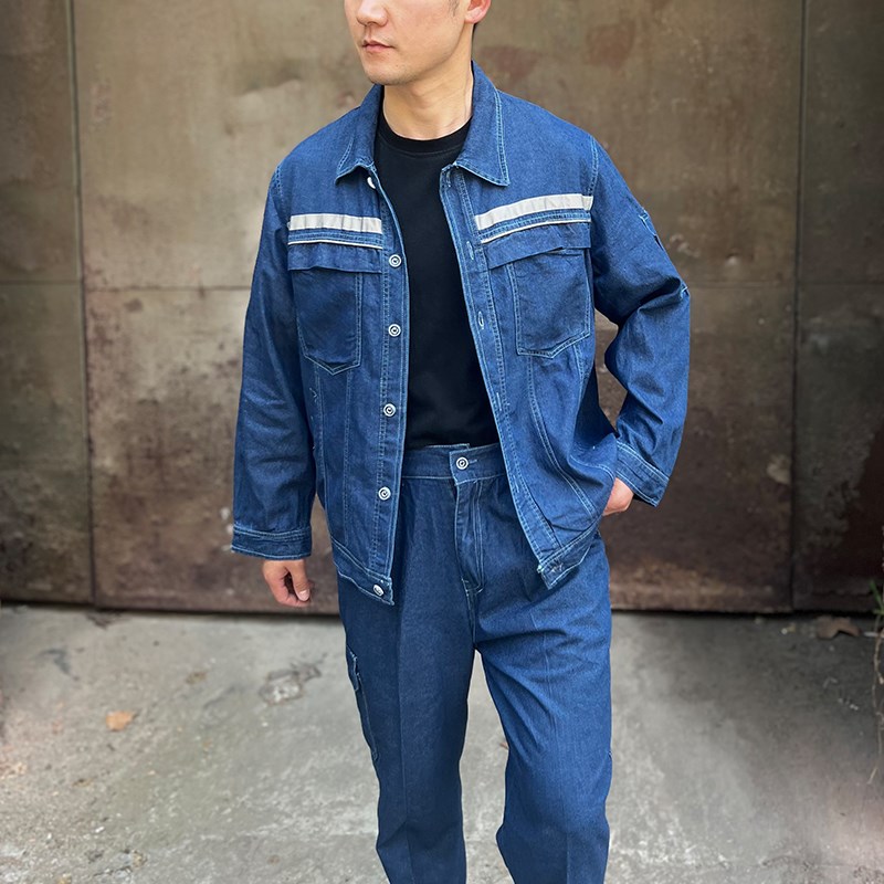 夏薄国家电网纯棉牛仔工作服套装河南电力劳保服电业局防静电定制