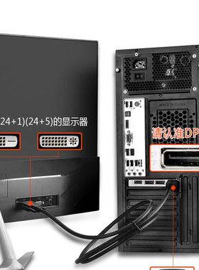 DP转DVI转换线电脑机箱显卡大DP转DVI接显示器转换器转接线1.5米