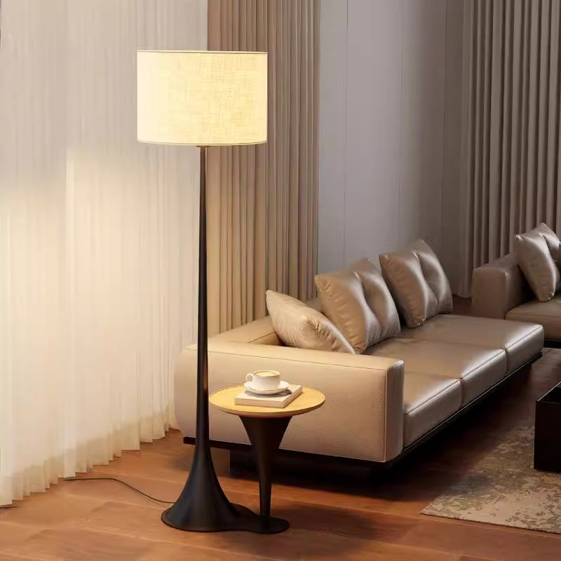 米罗兰中古落地灯卧室客厅沙发旁边高级感立式边几置物架一体灯