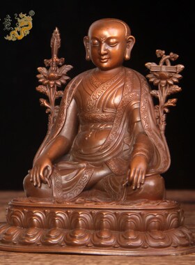真古意 铜遍智法王噶王巴德协摆件紫铜居家随身铜像客厅摆放工艺