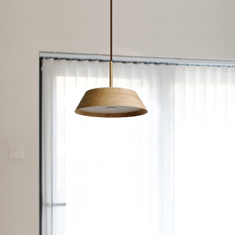 木质极简餐桌灯原木风系北欧厨房餐厅吊灯单头日式简约岛吧台灯具