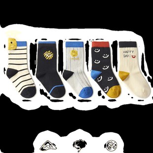 2024小黑托昵尼秋冬男女童五双装袜子不起球无骨精梳棉1-15岁