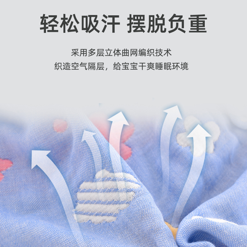 宝宝睡袋夏季4层纱布儿童防踢被纯棉6层春秋薄款睡袋婴儿四季通用
