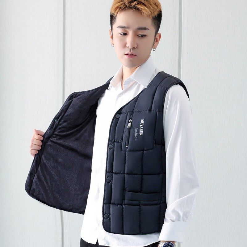 秋冬季保暖加厚加绒羽绒棉马甲男大码内穿羊羔绒棉背心中老年马夹,男装,常规马甲,淘宝优惠券,粉丝福利购,淘宝优惠卷