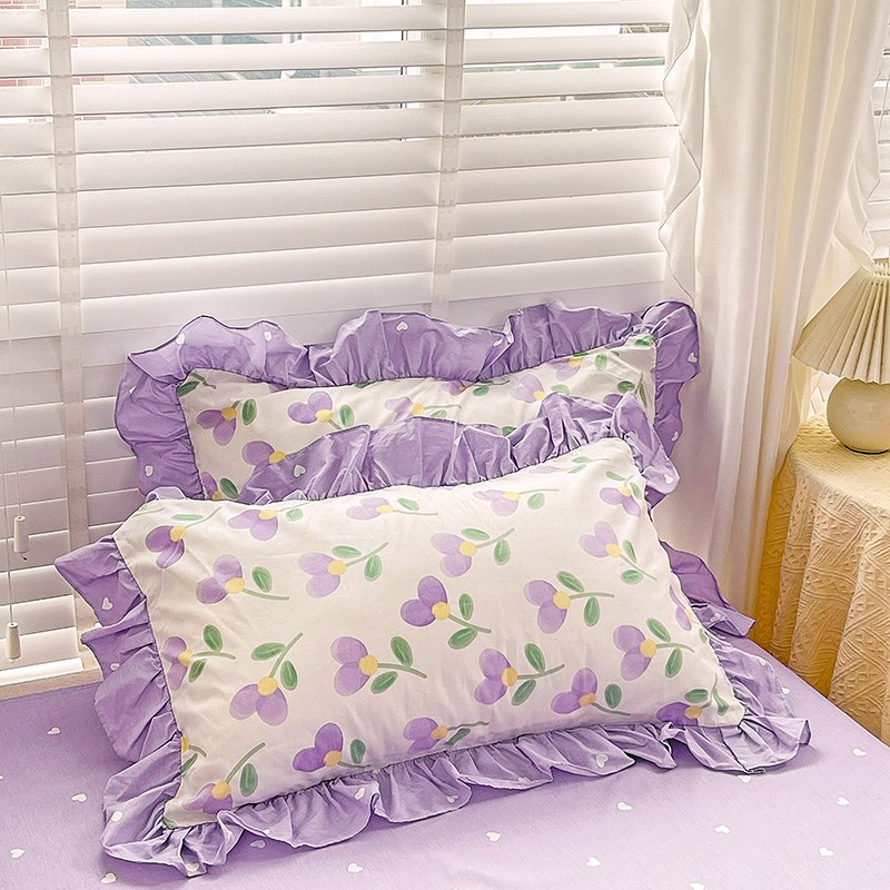 全棉枕套一对装48x74枕芯内胆套纯棉枕头套花边枕芯罩单人整套子