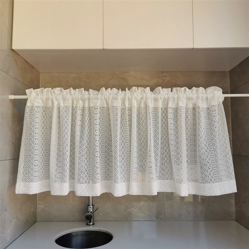 拾光复古白色镂空短帘半帘隔断小窗帘厨房田园韩式门帘定制免打孔