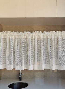 拾光复古白色镂空短帘半帘隔断小窗帘厨房田园韩式门帘定制免打孔