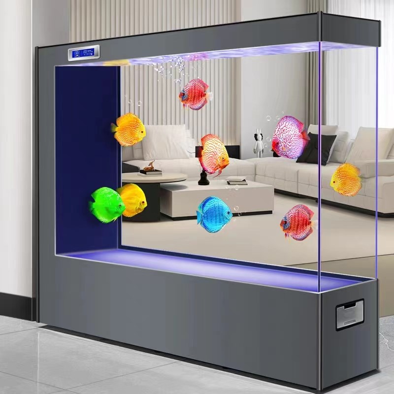 落地超白方缸懒人免换水玻璃鱼缸屏风隔断