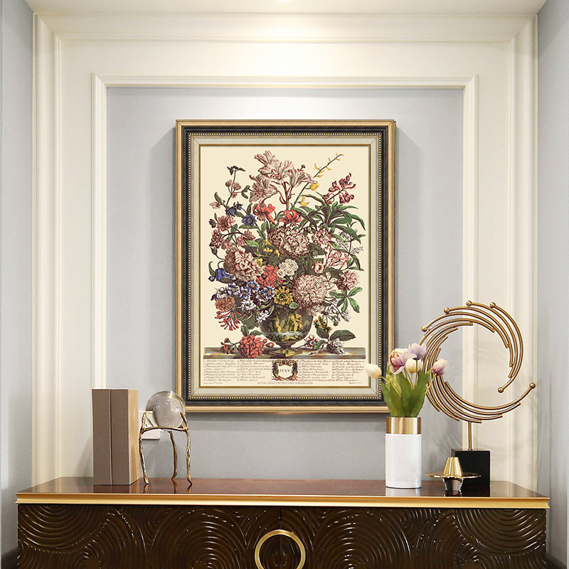 美式玄关轻奢花卉装饰画餐厅大气肌理壁画欧式挂画复古艺术仿油画,家居饰品,现代装饰画,淘宝优惠券,粉丝福利购,淘宝优惠卷