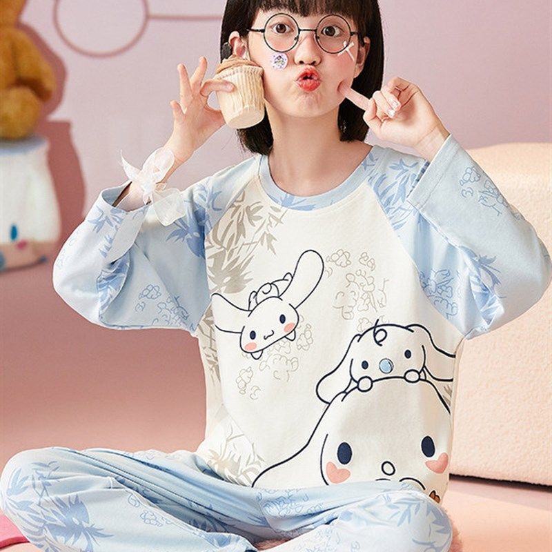 女生睡衣,初中生春秋纯棉家居服,可爱卡通红宝石大龄儿童薄长袖空,童装/婴儿装/亲子装,家居服套装,淘宝优惠券,粉丝福利购,淘宝优惠卷