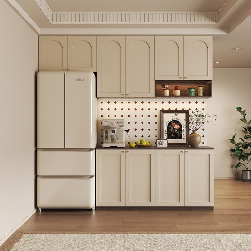 法式复古风餐边柜一体靠墙茶水柜嵌入式包冰箱客厅餐厅吊柜储物柜,住宅家具,餐边柜,淘宝优惠券,粉丝福利购,淘宝优惠卷