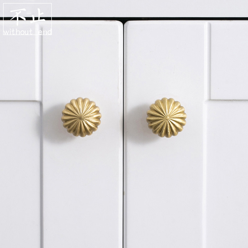 不止黄铜法式金色南瓜拉手中古欧式纯铜衣柜抽屉橱柜家具门把手