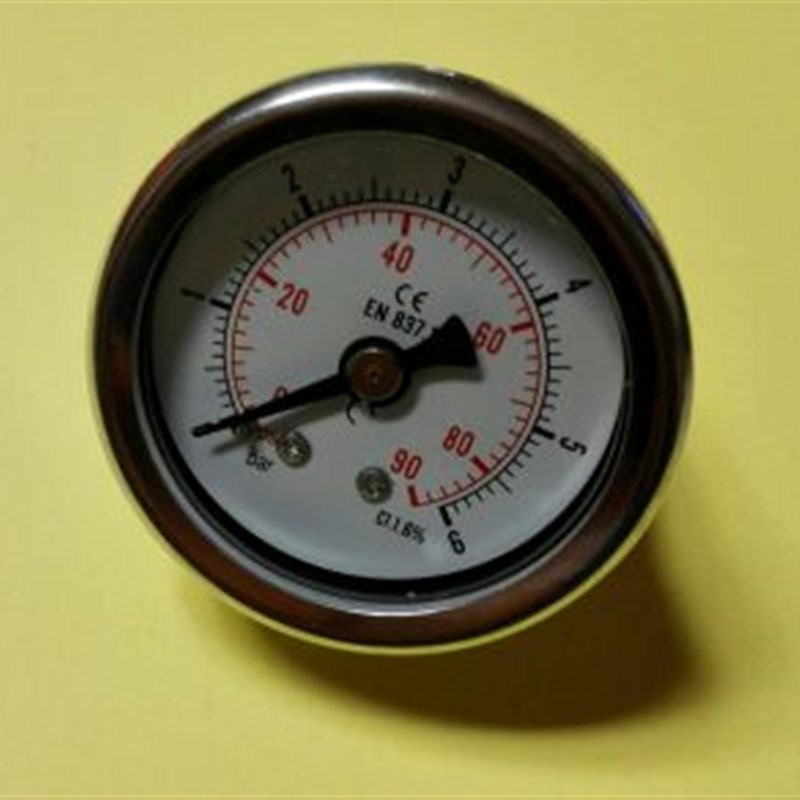 充油轴向耐震压力表CE EN837-1 0-90psi/0-6bar cL1.6% 直径40mm