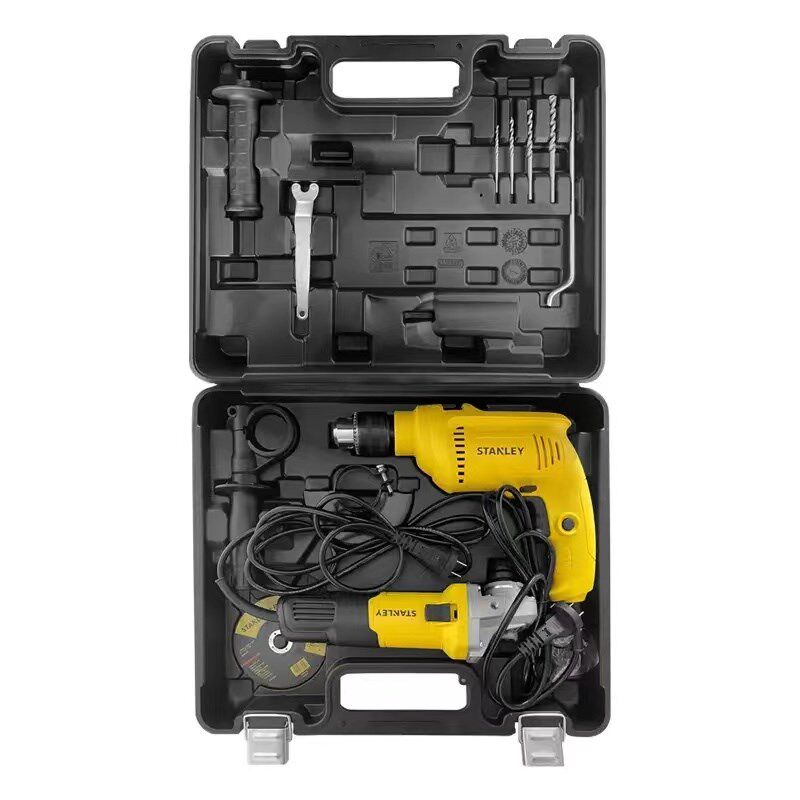 史丹利多功能角磨机家用切割开槽抛光机电动手持冲击钻工具套装