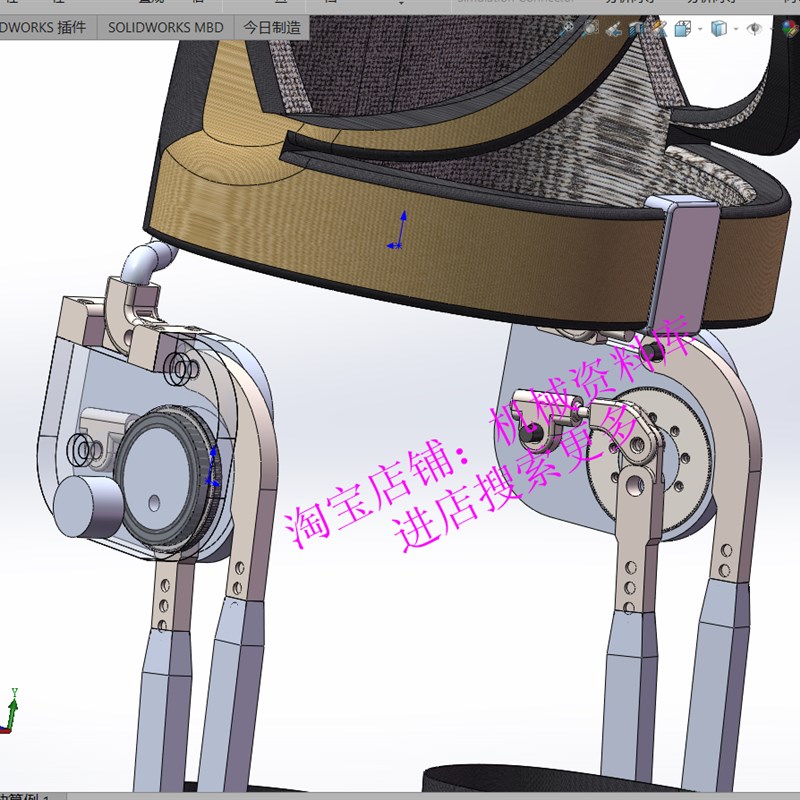 人体外骨骼3D图纸solidwork2018模型设计左右腿骨骼【441】