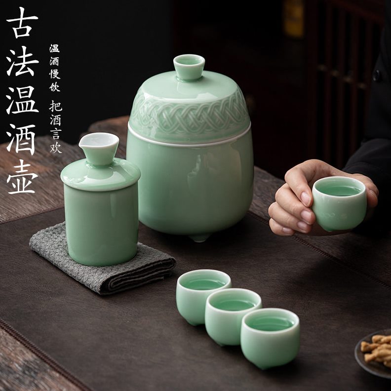 直销景德镇温酒器中式热酒器黄酒烫酒壶复古酒具套装陶瓷白酒温酒