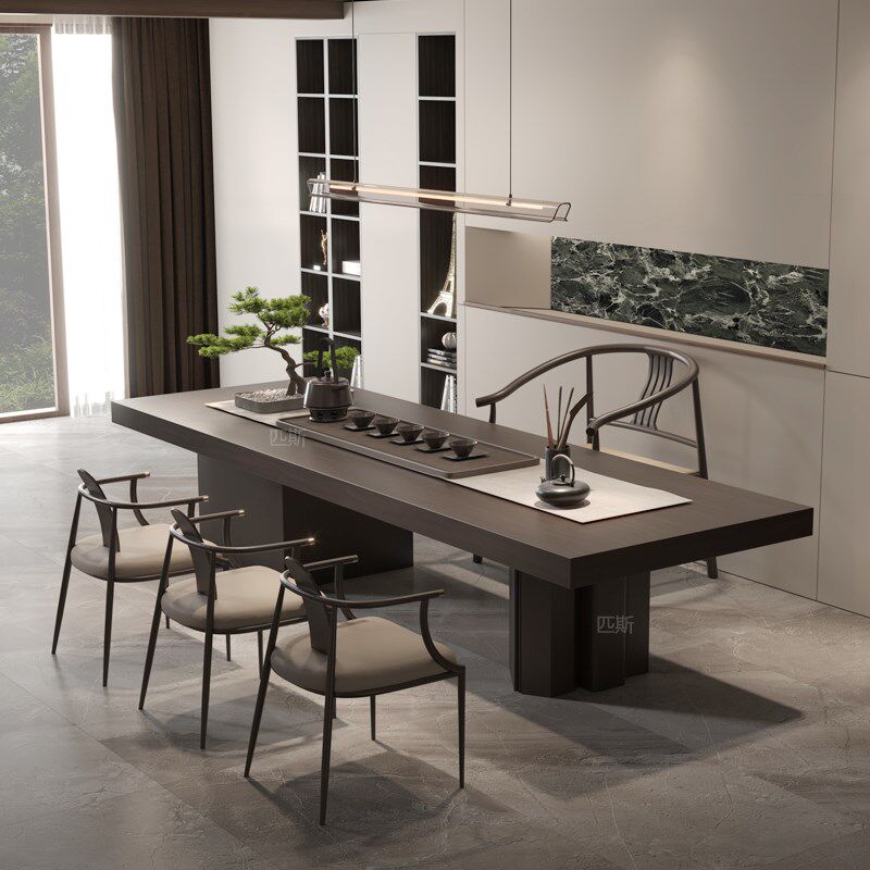 新中式茶桌椅 实木禅意 意式轻奢设计师泡茶台 办公室茶室家具