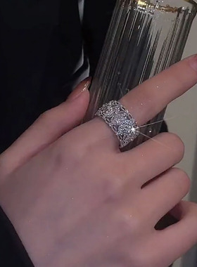 轻奢高级感满天星雪花开口食指戒设计感合金锆石男女网红时尚戒指