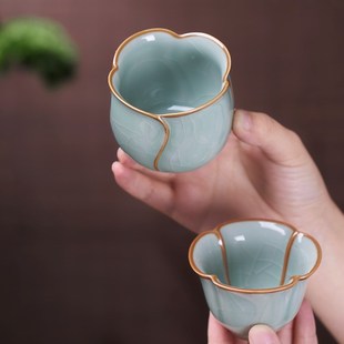 汉唐哥窑青瓷主人杯单杯茶杯个人陶瓷品茗杯茶盏茶杯茶具
