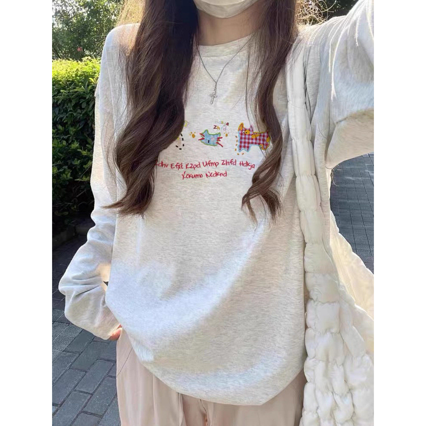 早秋纯棉长袖T恤女大童2026新款初中高中学生宽松内搭打底衫上衣