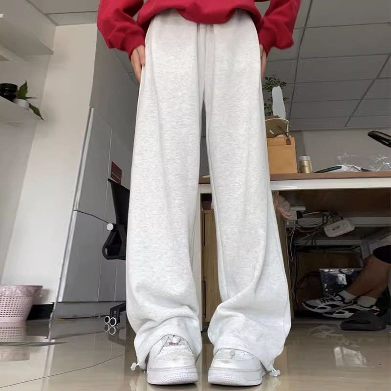 白灰色糯米卫裤女秋冬新