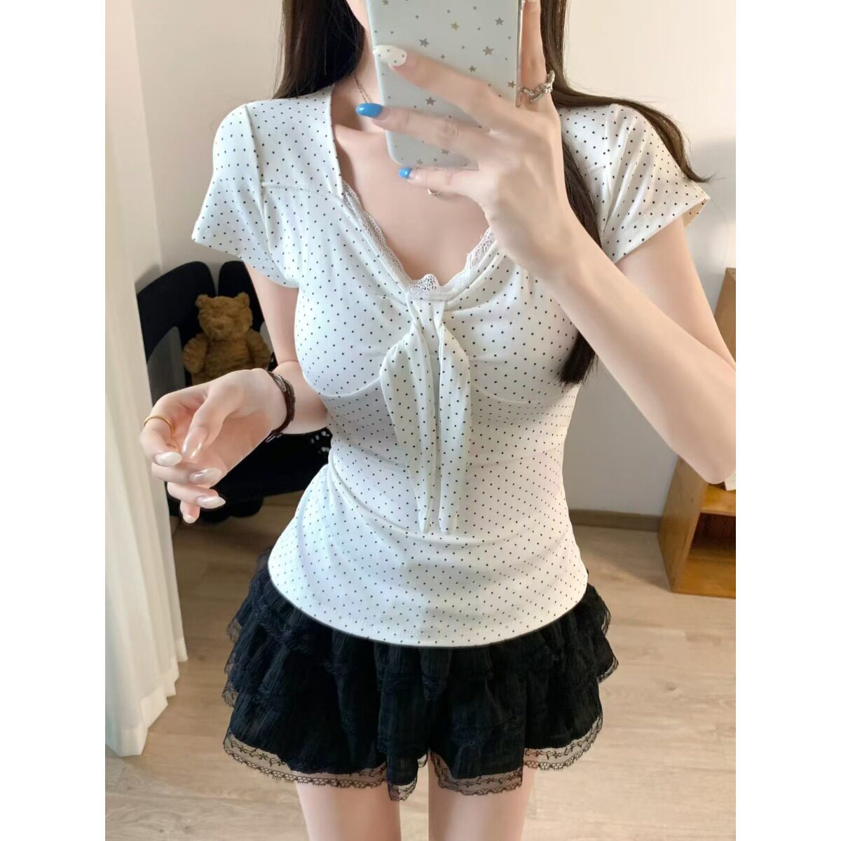 8530带胸垫蕾丝拼接假两