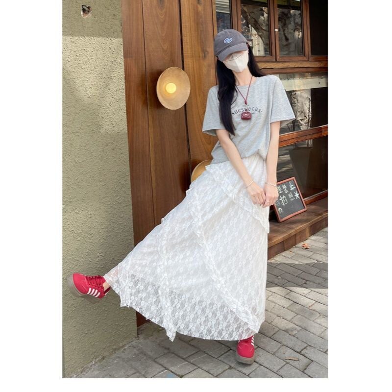 白色蕾丝蛋糕裙女春夏季2