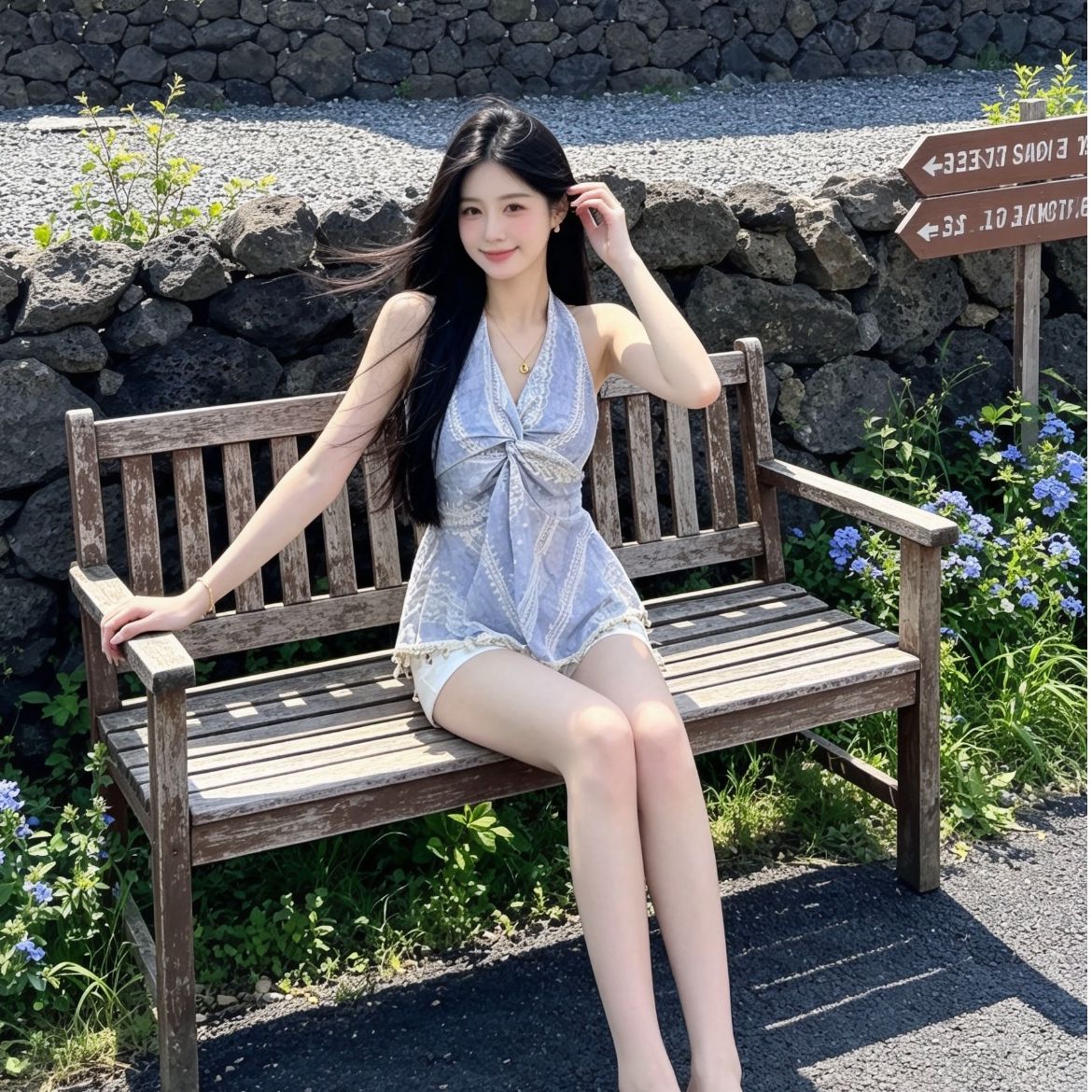 法式气质V领挂脖无袖吊带