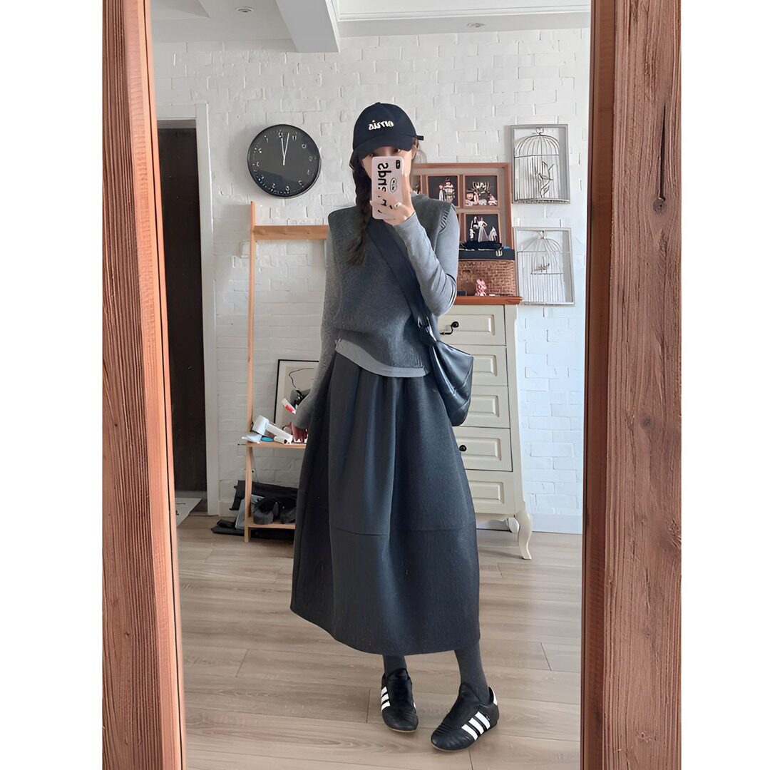 格雷系灰色裙子女春秋季