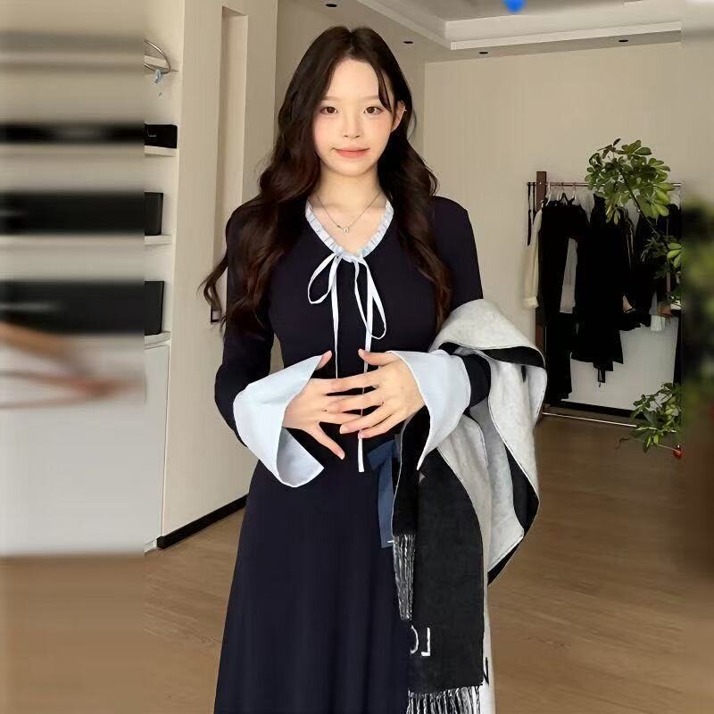 小个子高级感长袖针织连